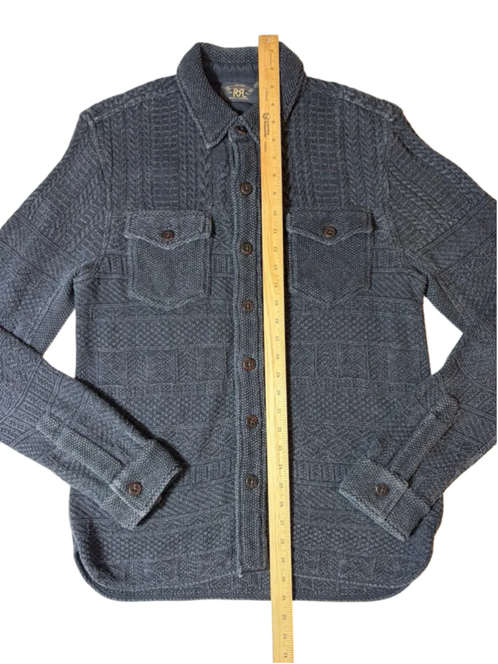 RRL Ralph Lauren Jacquard Julius Shirt Jacket Black Indigo Men’s M